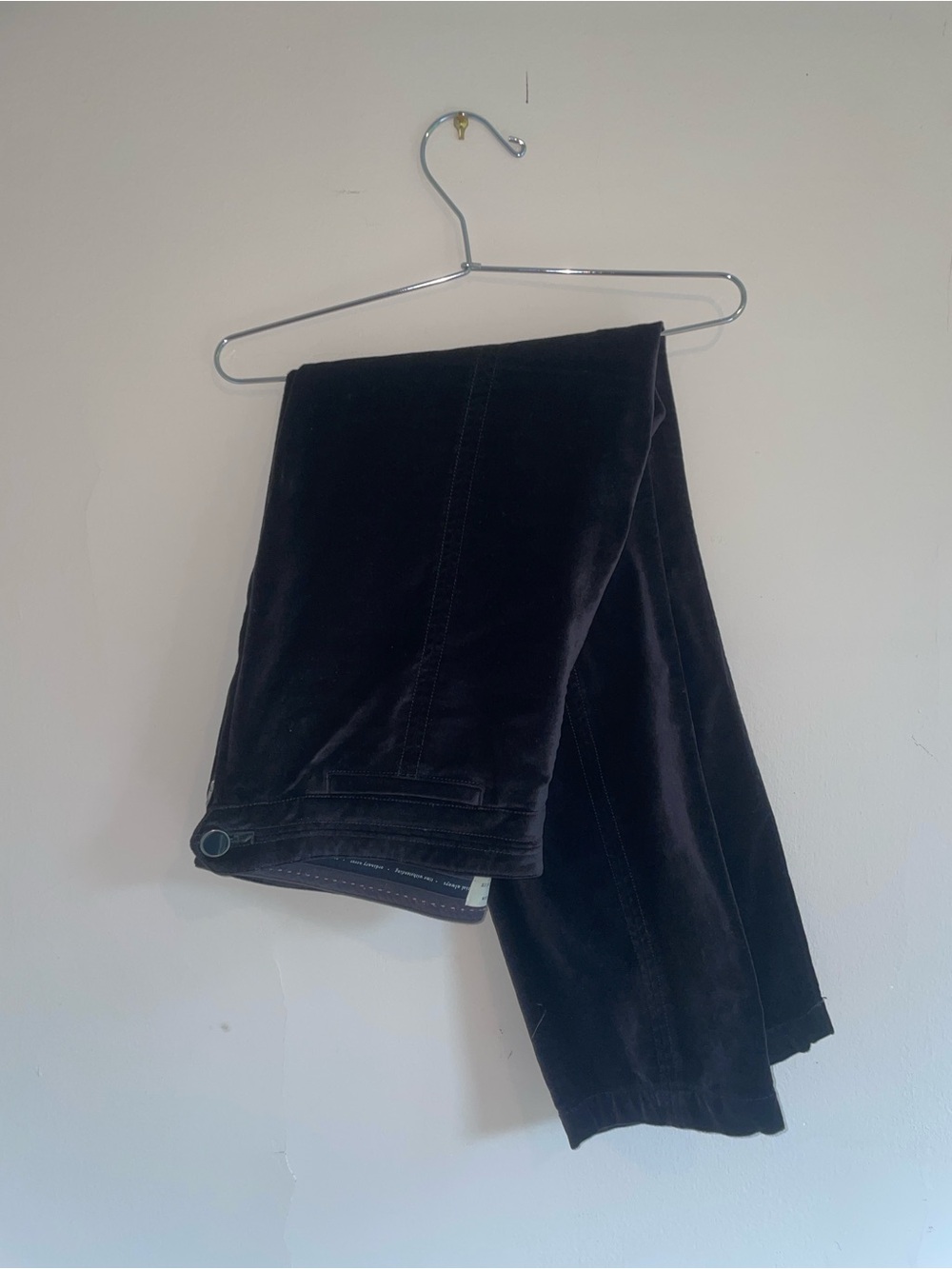Anthropologie Black Straight-Leg Velvet Pants